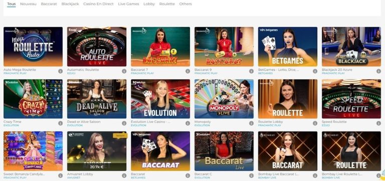 Wolfy Casino jeux live