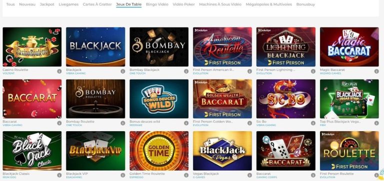 Wolfy Casino jeux table