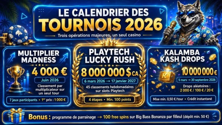 calendrier tournois Wolfy Casino