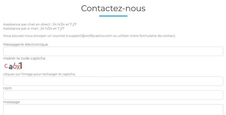 support client Wolfy Casino